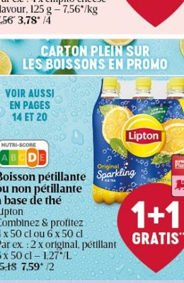 Boisson pétillante ou non pétillante à base de thé Lipton