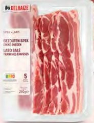 Lard salé ou fumé en tranches épaisses