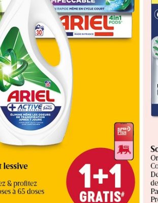 Ariel lessive Active Plus (10 à 65 doses)