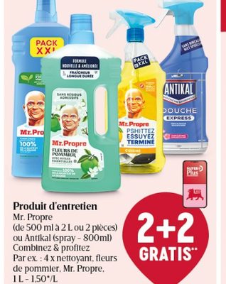 Produit d'entretien Mr Propre (500ml à 2L ou 2 pièces) ou Antikal spray 300ml