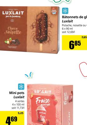 Bâtonnets de glace Luxlait - Pistache, noisette ou vanille