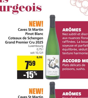 Caves St Martin Pinot Blanc Coteaux de Schengen Grand Premier Cru 2025