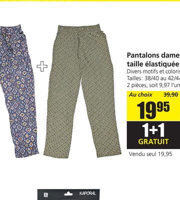 Pantalons dame, taille élastiquée