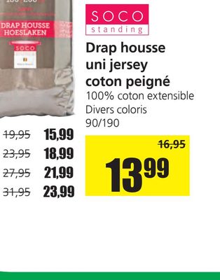 SOCO Drop housse uni jersey coton peigné