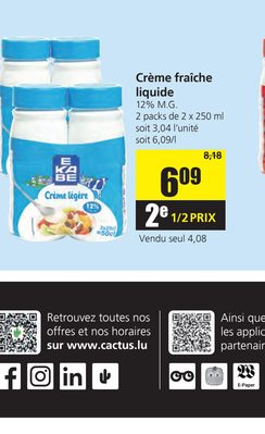 Crème fraîche liquide 12% M.G.