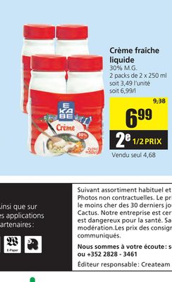 Crème fraîche liquide 30% M.G.