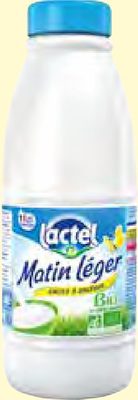 Bio Lait sans lactose UHT Lactel Matin léger