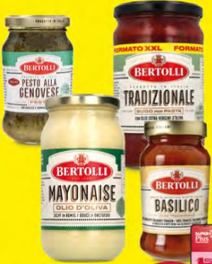 Mayonnaise, pesto, sauce pour pizza ou pour pâtes Bertolli