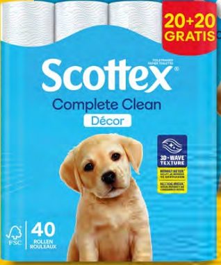 Papier toilette Scottex Complete Clean Décor